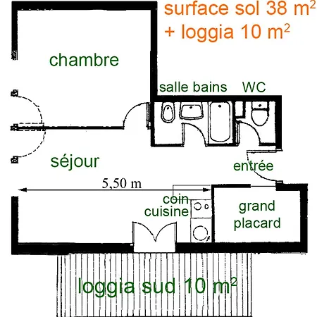 Agreable T2, 700M Thermes, Menage Inclus Apartament *